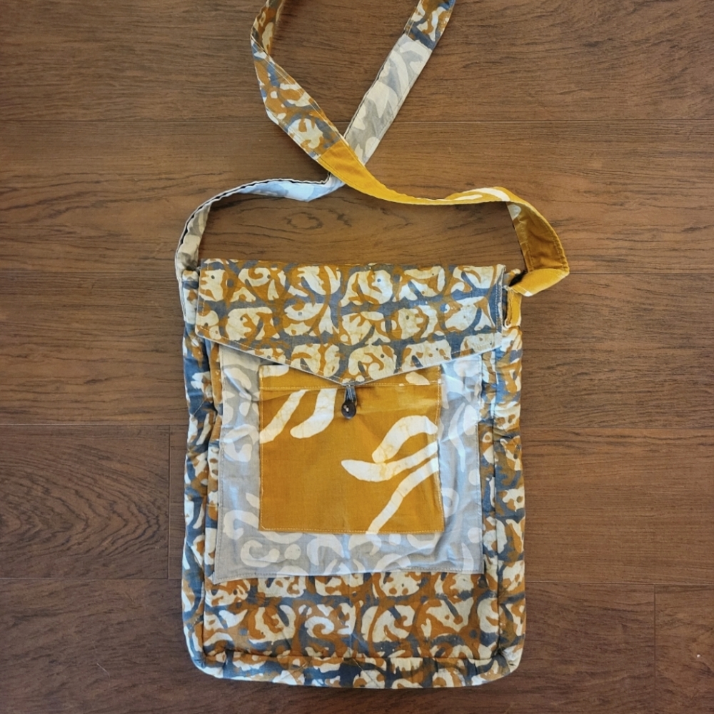 Batik fabric crossbody bag